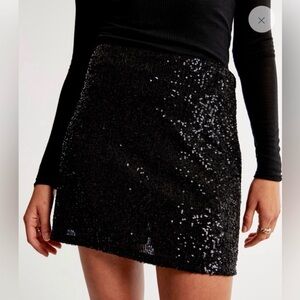 NWT Abercrombie & Fitch Scarlett Sequin Mini Skort Black Medium